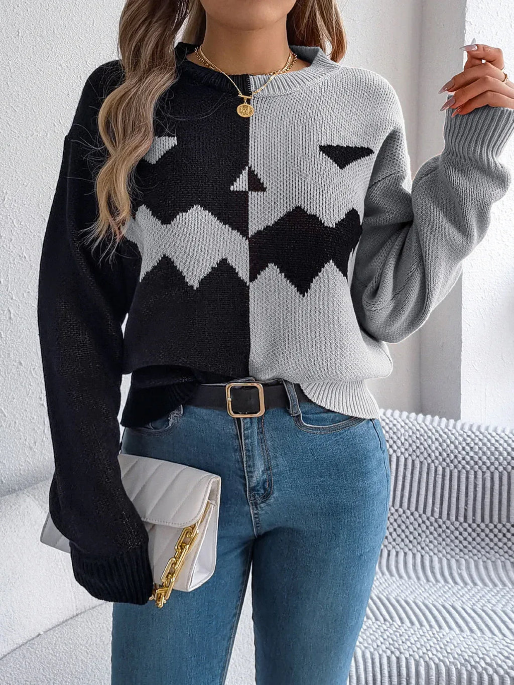 Color Block Pumpkin Sweater - View 16 | WEUXS