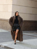 Elegant Pure Color Faux Fur Long Coat - WEUXS