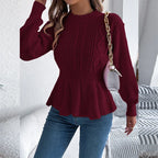 White Cable Knit Peplum Sweater - View 10 | WEUXS
