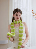 Extra Long Striped Ruffle Skinny Scarf - WEUXS