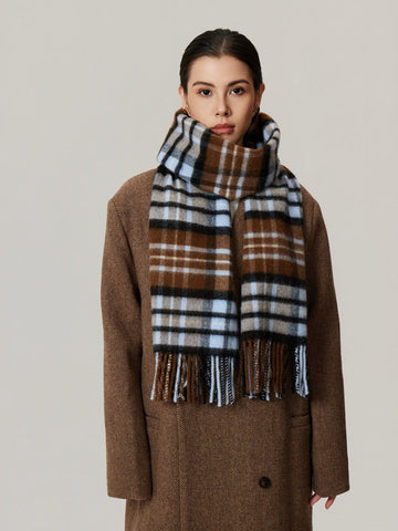 100% Lambswool Plaid Scarf