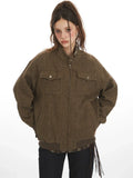 Vintage Herringbone Tweed Zip Jacket with stand collar and chest pockets - View 6 | WEUXS