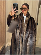 Vintage Dark Brown Faux Sable Maxi Coat - WEUXS