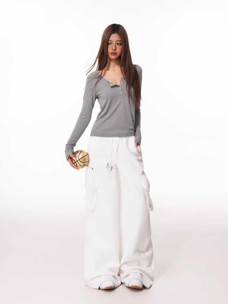 Women's long sleeve henley knit top - View 6 | WEUXS