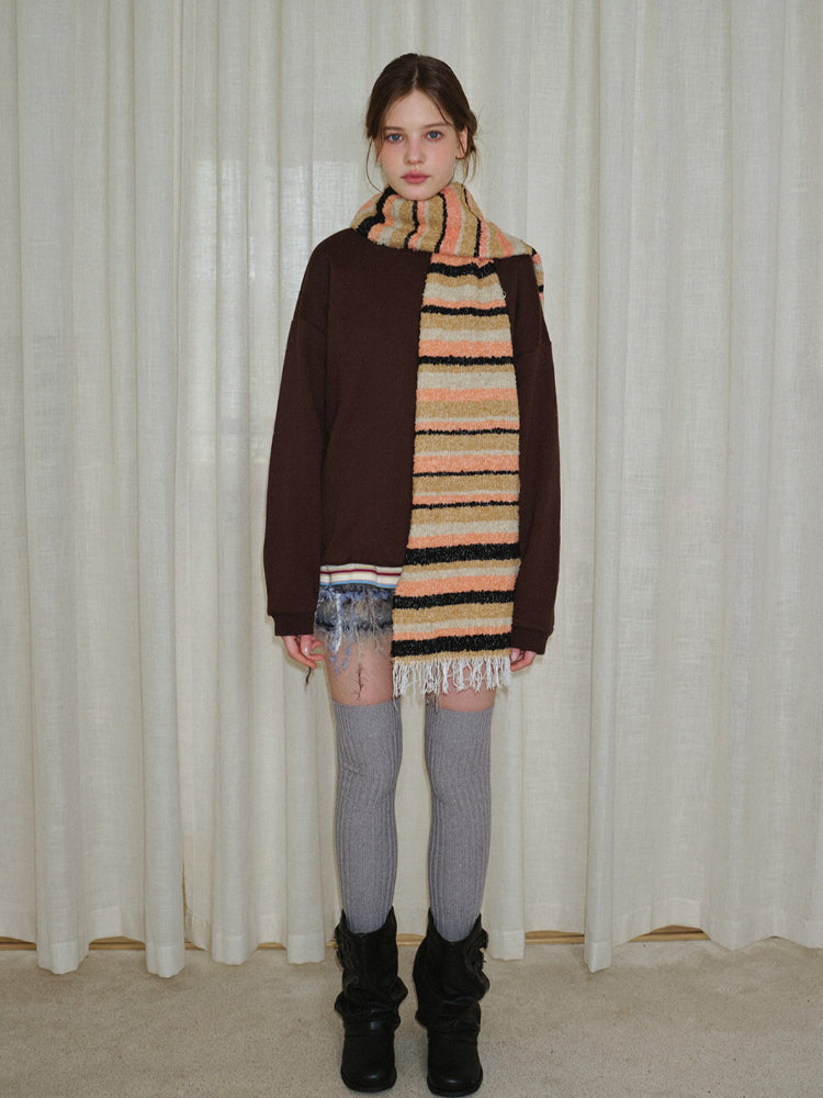 Y2K Grunge Retro Striped Wool Blend Scarf Main image