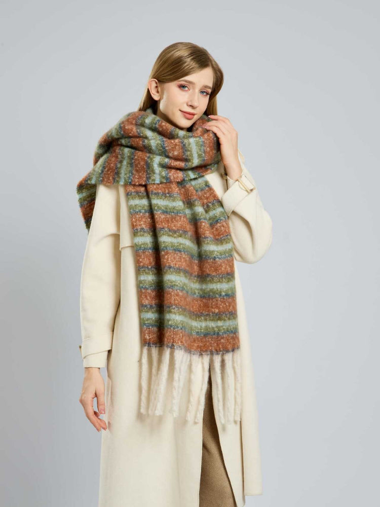 Heavyweight striped knit scarf - View 6 | WEUXS