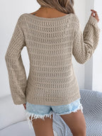 Hollow Out Boat Neck Sweater - View 7 | WEUXS