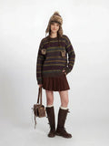 Multi-Color Striped Knit Sweater - View 6 | WEUXS