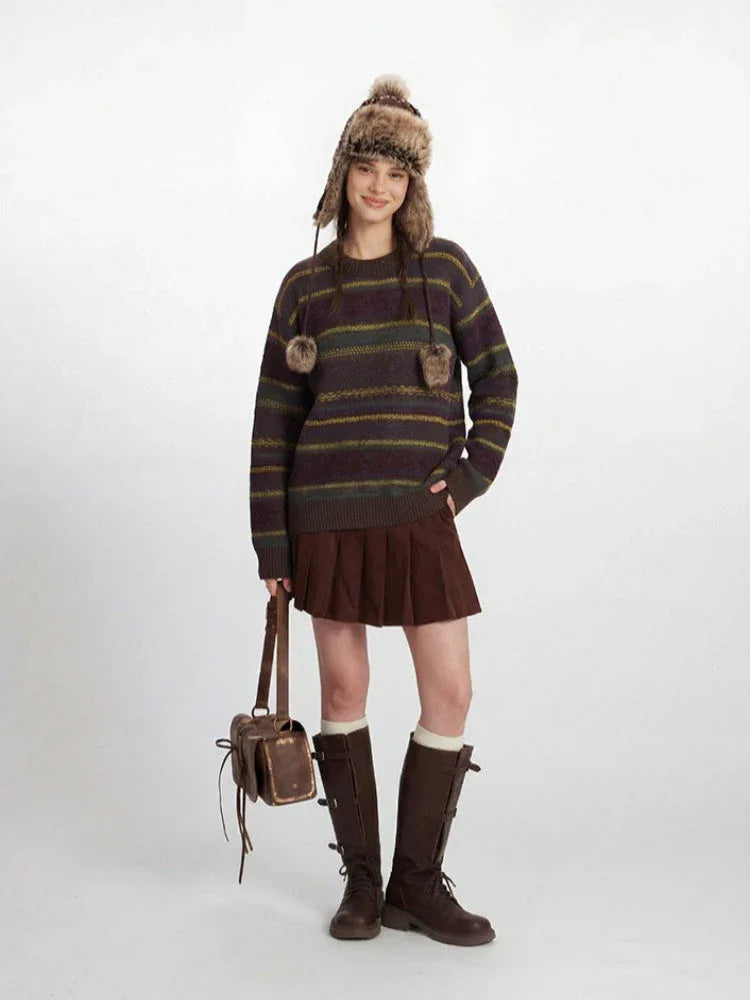 Multi-Color Striped Knit Sweater - View 6 | WEUXS