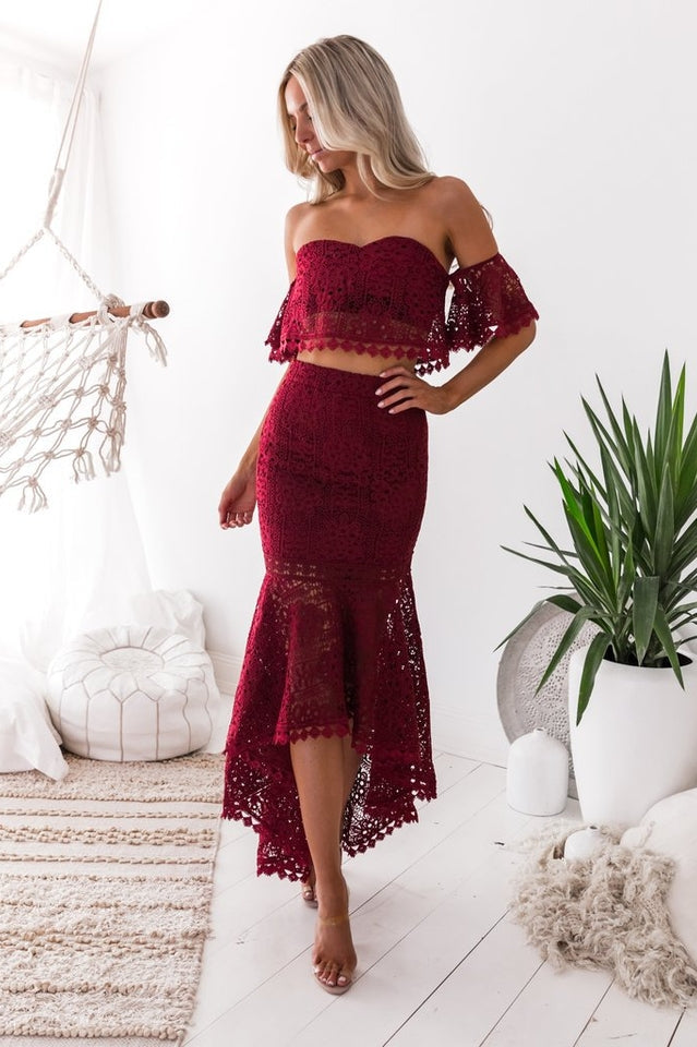 Two Piece Fishtail Lace Dress - Dress In Beauty