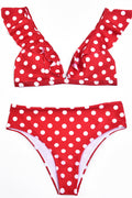 Polka Dot High Waist Ruffle Bikini - Dress In Beauty