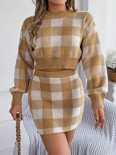 Plaid knit two piece set - View 10 | WEUXS