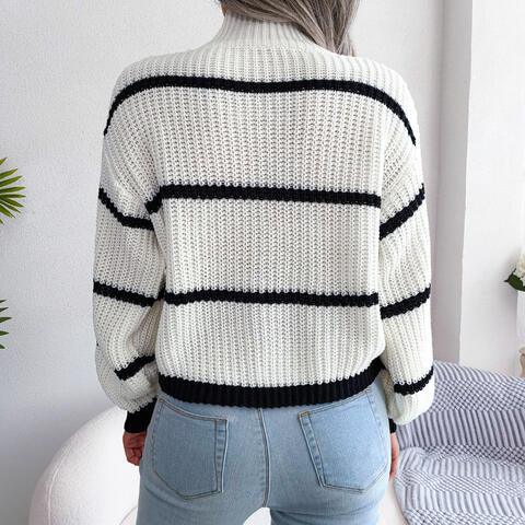 Striped Mock Neck Sweater Secondary image
