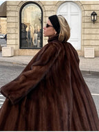 Regal Espresso Faux Sable Maxi Coat - View 6 | WEUXS