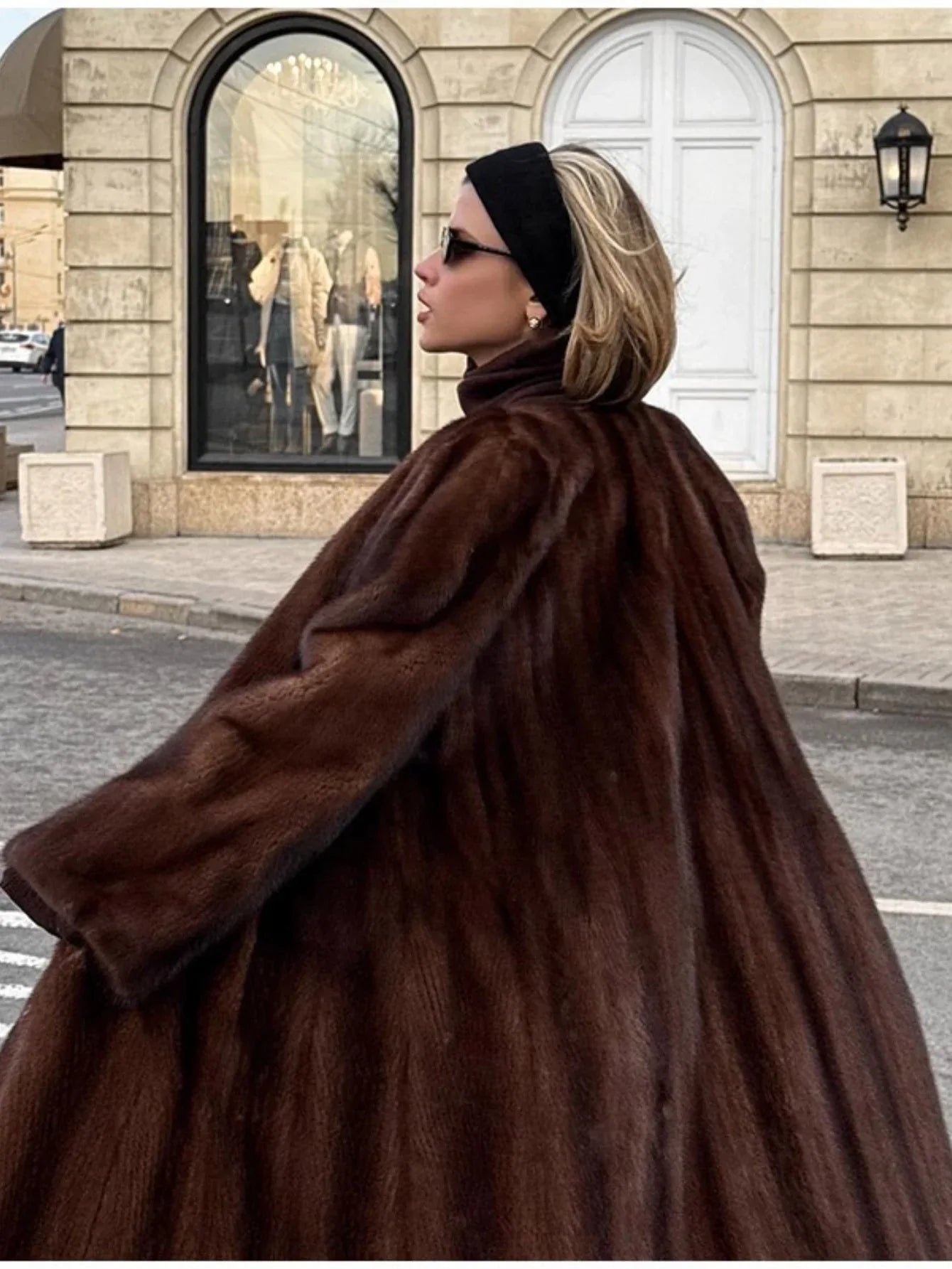 Regal Espresso Faux Sable Maxi Coat - View 6 | WEUXS