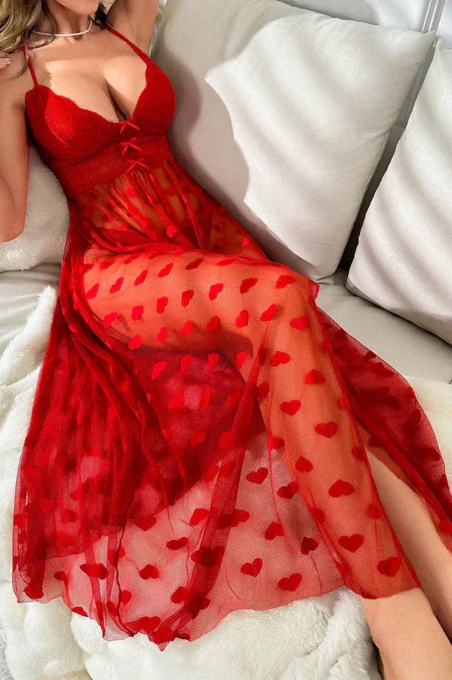 Women's Heart Print Slip Dress Secondary image