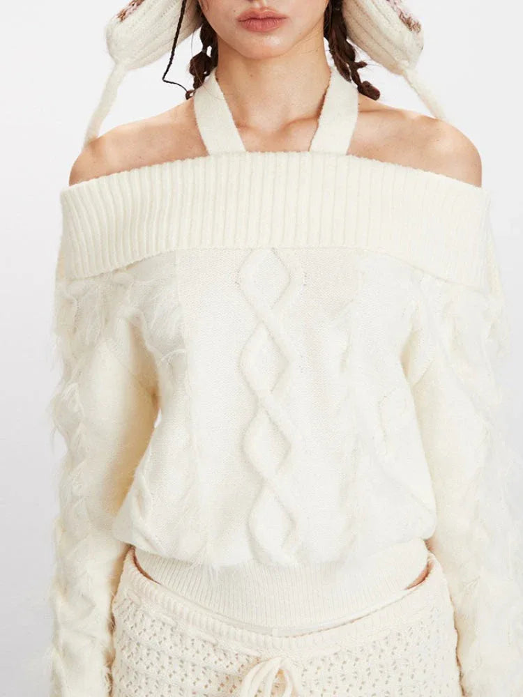 Boat Neck Cable Knit Sweater - View 6 | WEUXS
