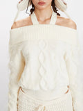 Boat Neck Cable Knit Sweater - View 6 | WEUXS