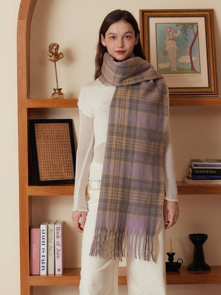 Oversized Vintage Plaid Scarf