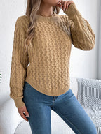 Cable Knit Crew Neck Sweater - View 6 | WEUXS
