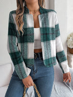 Plaid cropped jacket - View 22 | WEUXS