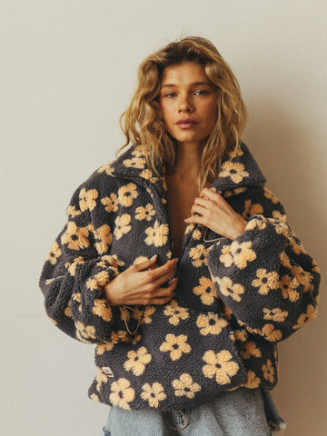 Cozy Vintage Floral Sherpa Fleece