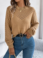 Pointelle Knit Mock Neck Sweater - View 9 | WEUXS