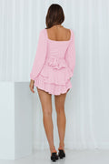 Square Neck Ruffle Long Sleeve Romper | Dress In Beauty