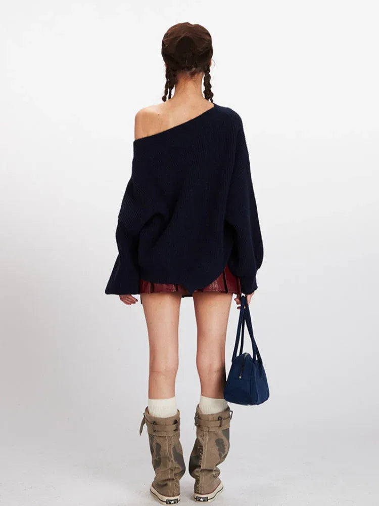 Collegiate Graphic Off-Shoulder Sweater Secondary image