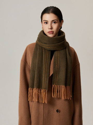 100% Pure Wool Contrast Stitch Scarf