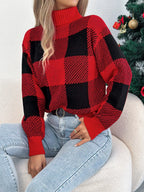Buffalo Plaid Turtleneck Sweater - View 7 | WEUXS