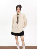 Oversized Vertical Stripe Button Down Shirt - View 6 | WEUXS