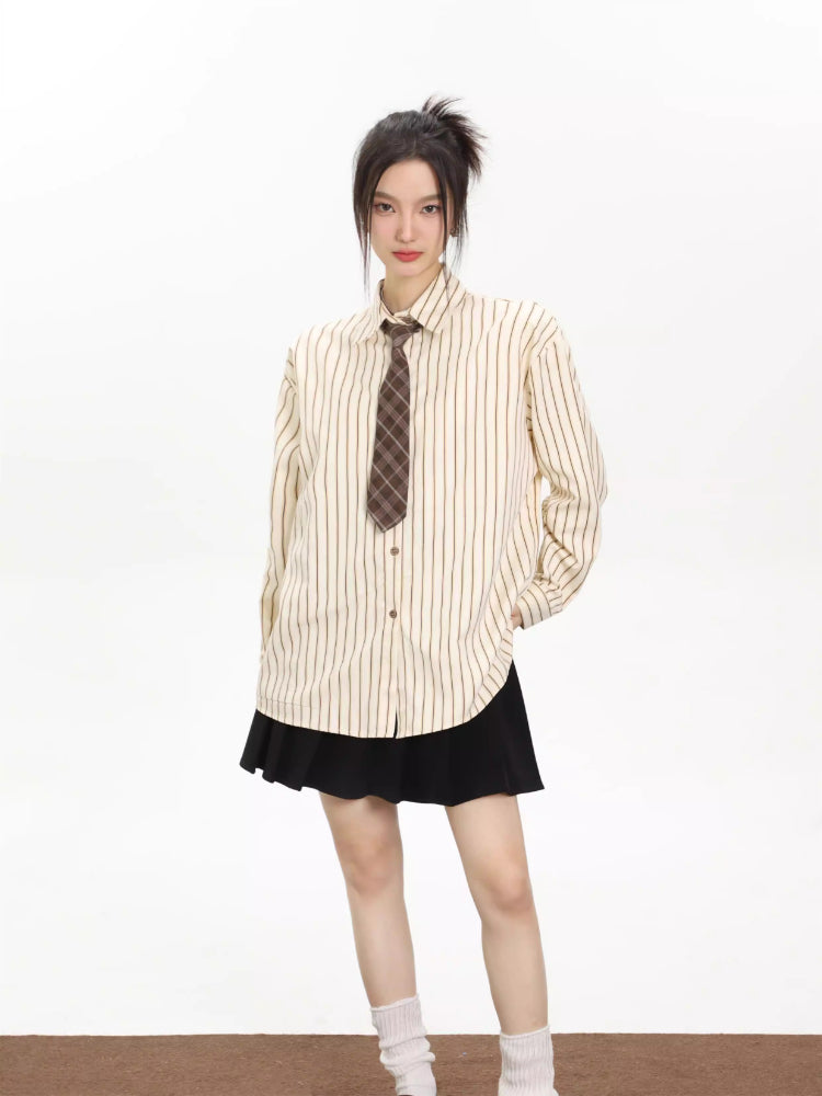 Oversized Vertical Stripe Button Down Shirt - View 6 | WEUXS