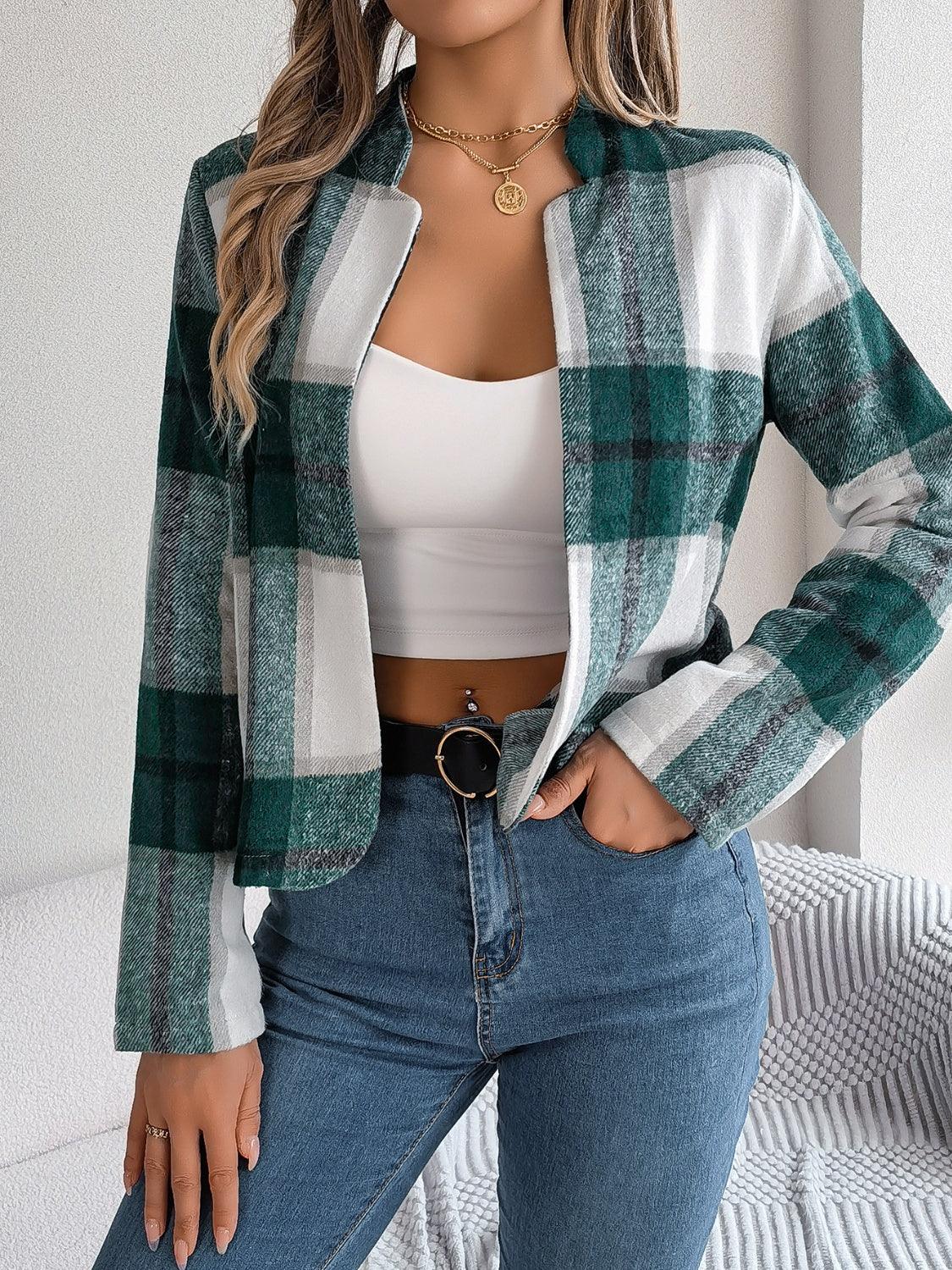 Plaid cropped jacket - View 23 | WEUXS