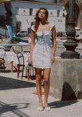Mini A-line dress with puff sleeves and sweetheart neckline - View 9 | WEUXS