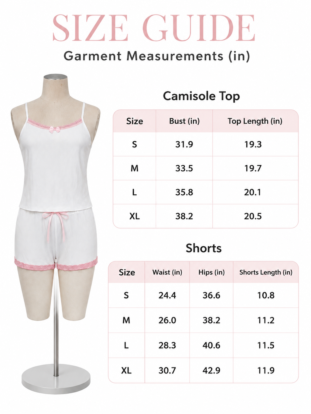 Ribbed Lace Trim Pajama Set - View 8 | WEUXS