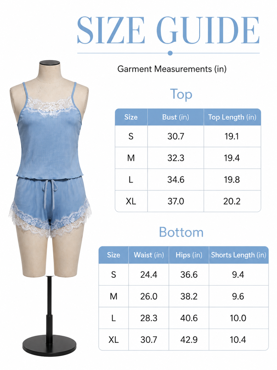 Elegant women's lace trim pajama set - View 8 | WEUXS