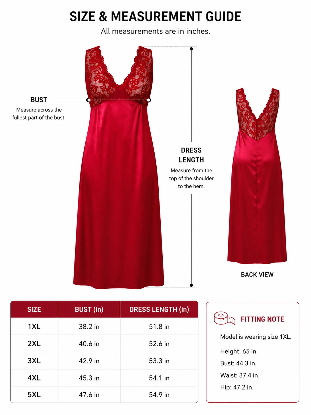 Elegant Lace Trim V-Neck Full Length Nightgown