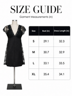 Women's black satin nightgown with V-neck and lace trim - View 8 | WEUXS