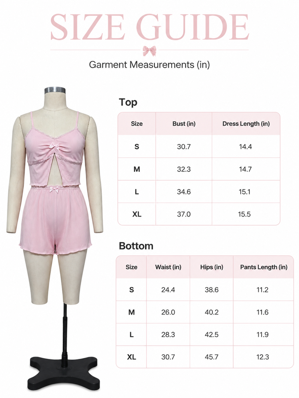 Women's ribbed knit pajama set with spaghetti straps and bow detail - View 8 | WEUXS