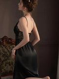 Satin lace robe and slip dress set - View 16 | WEUXS