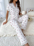 Ribbed Cherry Pajama Set - View 12 | WEUXS
