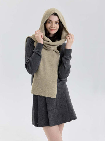 Cozy Wool Blend Hooded Scarf