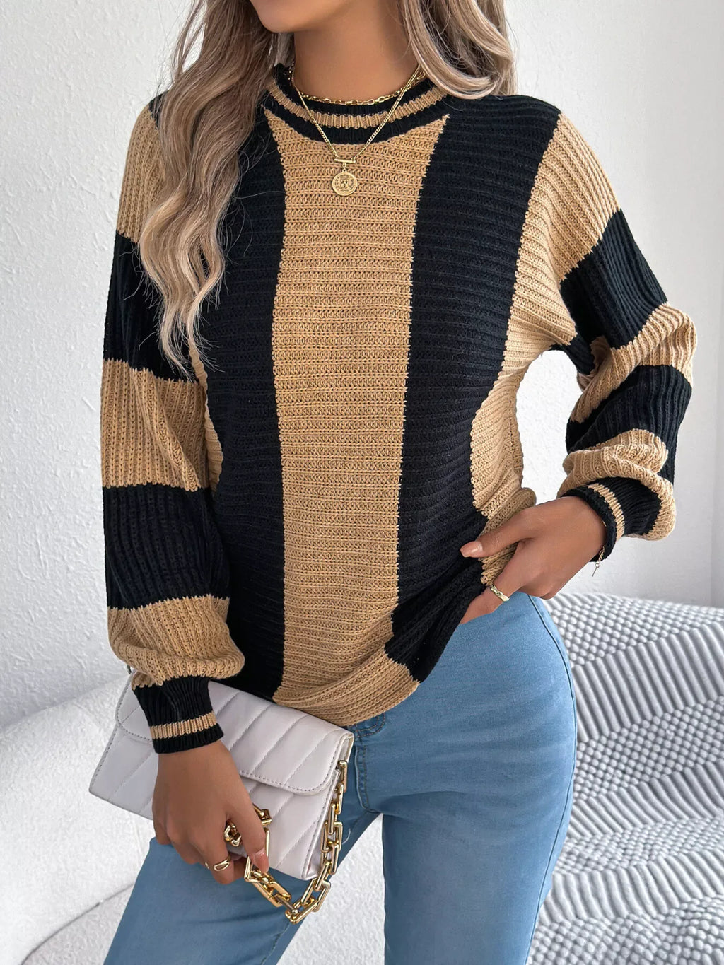 Vertical stripe knit sweater - View 18 | WEUXS