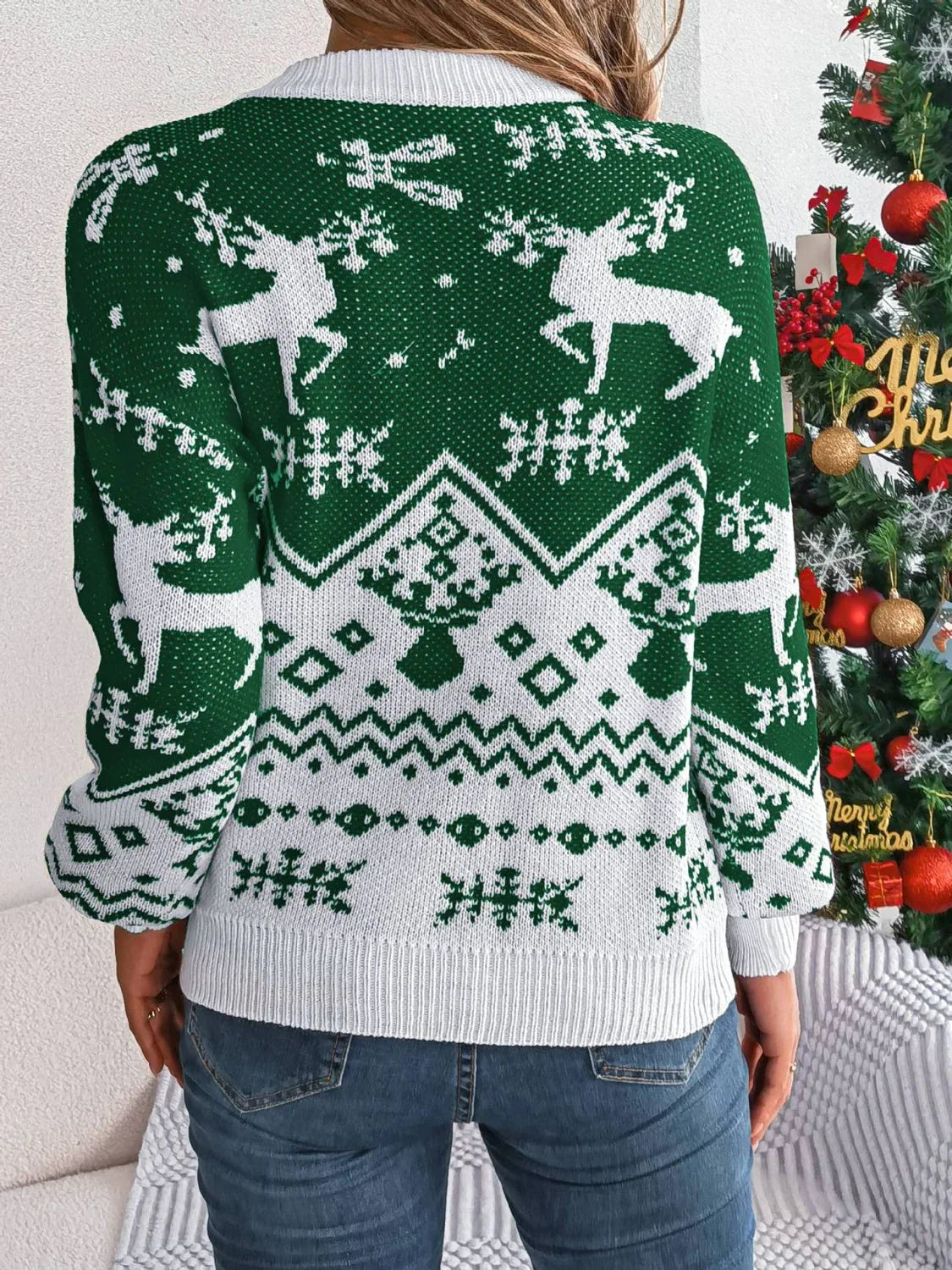 Classic Fair Isle Knit Holiday Sweater - View 7 | WEUXS
