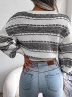 Textured Striped Knit Sweater - View 8 | WEUXS