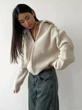 Ribbed knit zip cardigan sweater - View 8 | WEUXS