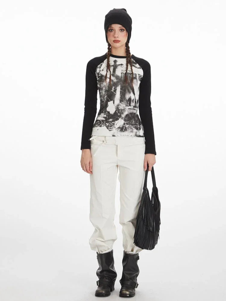 Y2K Grunge Aesthetic Graphic Raglan Tee - WEUXS