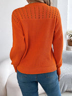 Pointelle Knit Crew Neck Sweater - View 7 | WEUXS