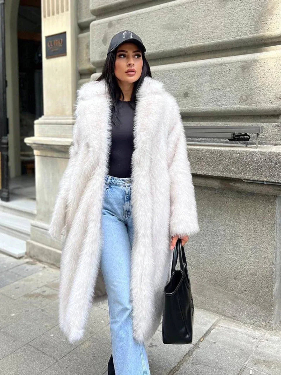 Long Faux Fur Trench Coat - View 6 | WEUXS